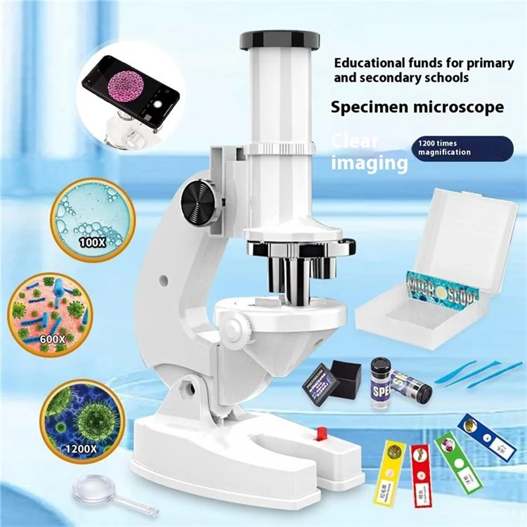 2235 Children Microscope 1200X Magnifying Phone Observation STEM Students Science Experiment Toy
