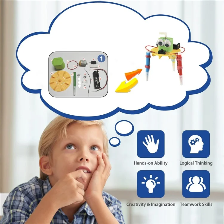 Kit de Montaje de Experimentos Científicos: Set de Bloques para Construir Robots, Juguete Educativo para Estudiantes de Primaria