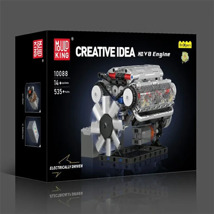 10088 V8 Motor Modell-Bausatz mit elektrischem Antrieb - DIY Lernspielzeug für Kinder und Autofans
