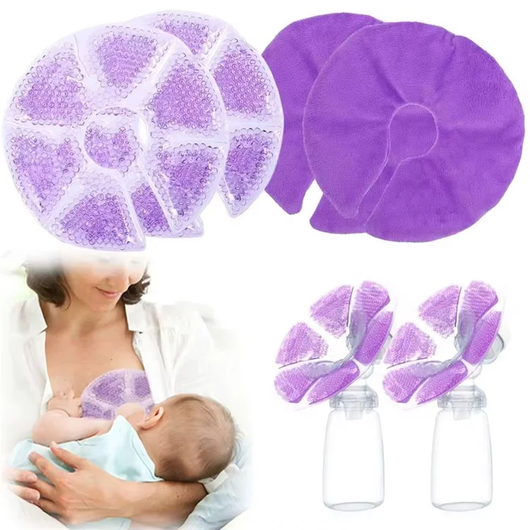 2 Conjuntos de Compressas Reutilizáveis de Terapia para Seios Quente Frio para Alívio da Ingurgitação na Amamentação - Rosa