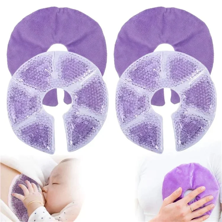 2 Conjuntos de Compressas Reutilizáveis de Terapia para Seios Quente Frio para Alívio da Ingurgitação na Amamentação - Rosa