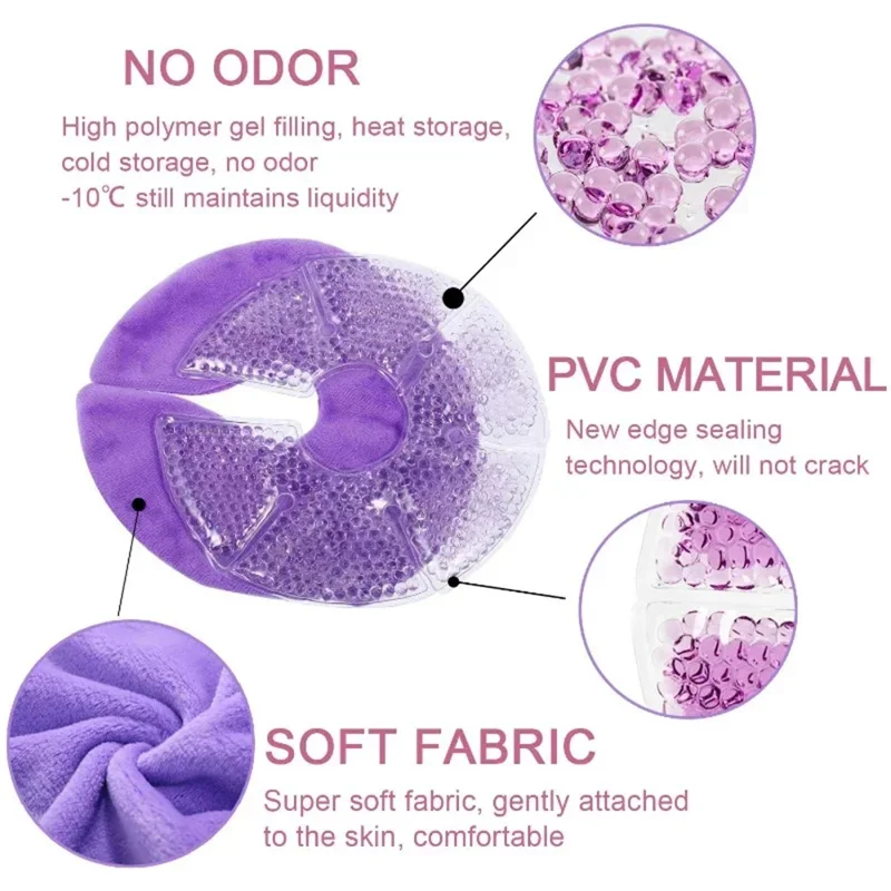 2 Sets Reusable Breast Therapy Pads Hot Cold Compress Care Pads for Breastfeeding Engorgement Relief - Purple