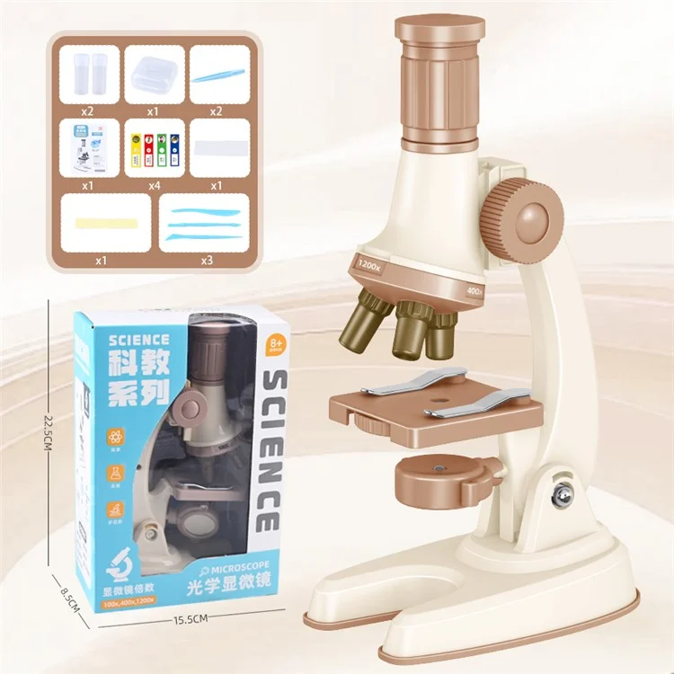 C2501 Microscopio Calibrato per Bambini 1200X - Kit Scientifico Educativo STEM per Esperimenti di Biologia - Colore Caffè