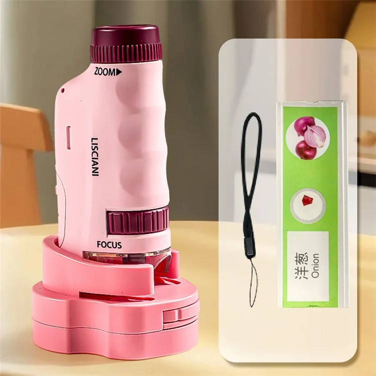 Microscopio educativo per bambini 2509 180X con base portatile STEM ottico Giocattolo scientifico - Rosso