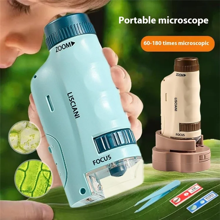 Microscopio educativo per bambini 2509 180X con base portatile STEM ottico Giocattolo scientifico - Rosso