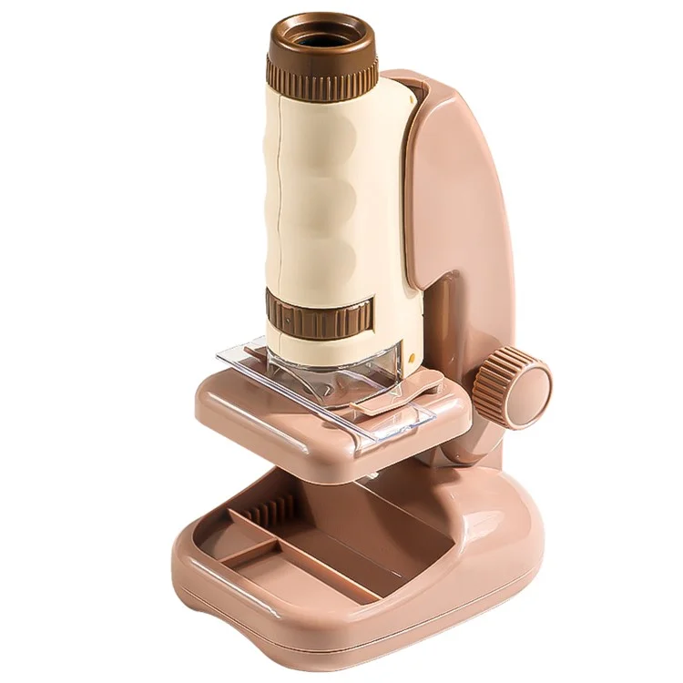 2507 Microscopio portatile tascabile con supporto per bambini, ingrandimento 180X, strumento educativo STEM per l'ottica - Marrone