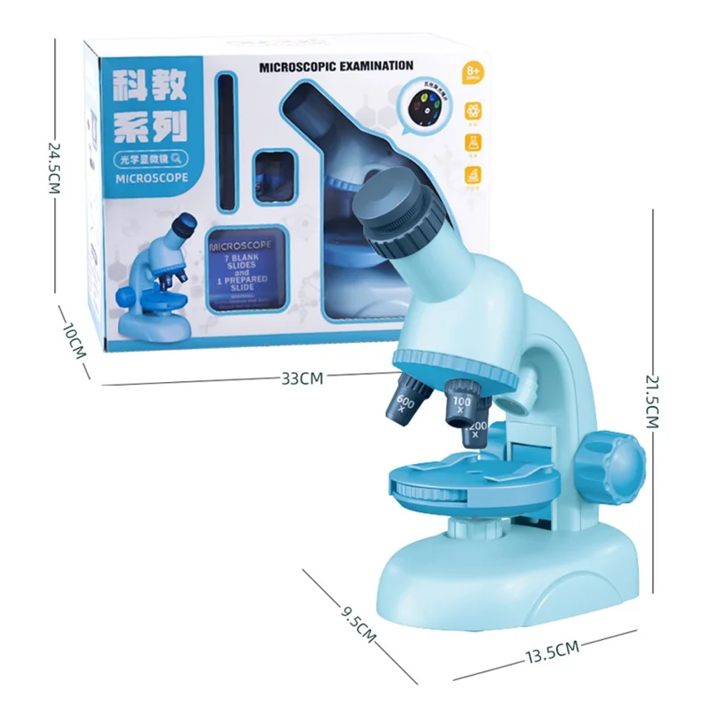 C2504 Microscope STEM pour Élèves du Primaire et du Collège, Kit d'Expérience Scientifique Éducatif avec Grossissement 1200x - Bleu