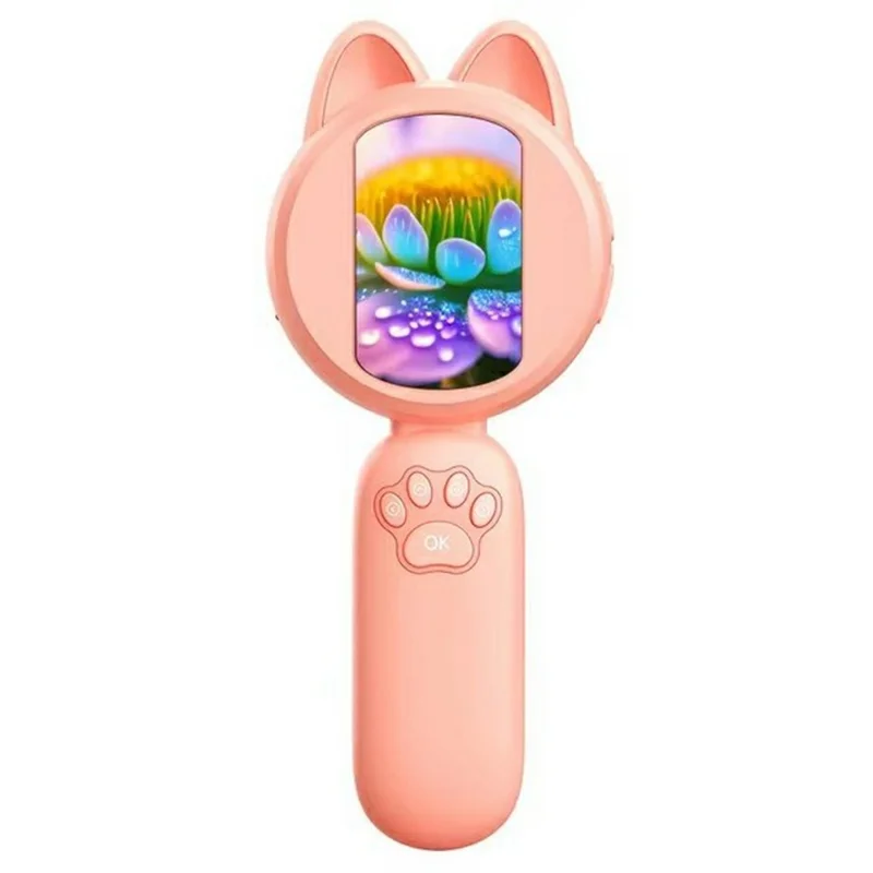 HMO20B 2.0 Inch HD Screen 4X Magnification Portable Digital Microscope with LED Light for Kids - Pink