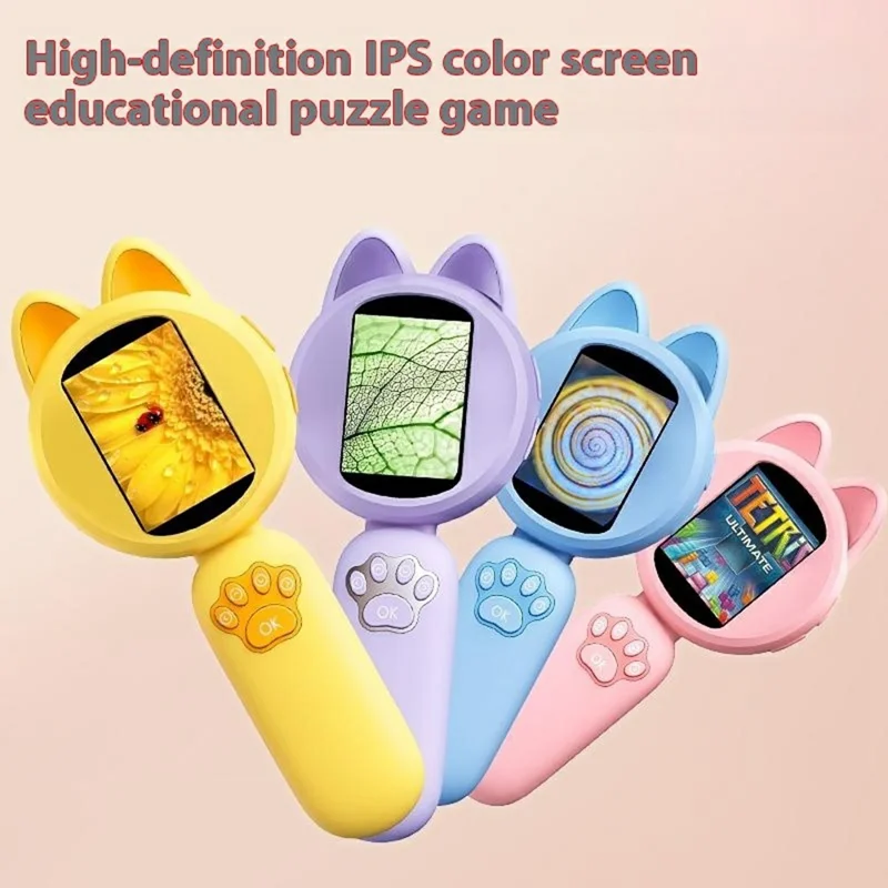 HMO20B 2.0 Inch HD Screen 4X Magnification Portable Digital Microscope with LED Light for Kids - Pink
