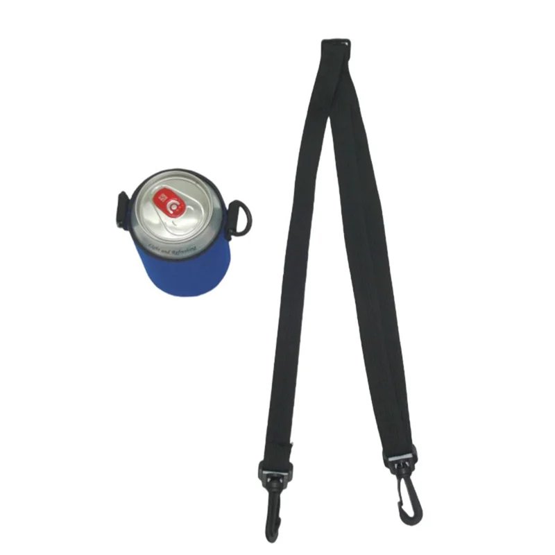Portable Drink Holder Nylon Fabric Insulated Can Bottle Sleeve with Adjustable Neck Strap for Outdoor Beer - Blue