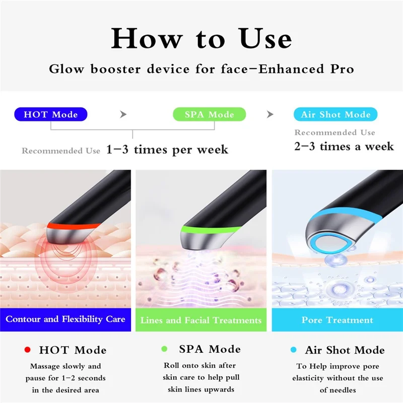 2405 EMS Microcurrent Eye Beauty Device with Hot Compress LED Vibration Eye Skin Care Wand - Black