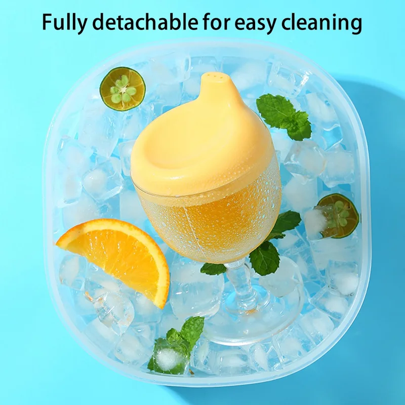 200ml Infant Learning Drinking Wine Glass Shape Toldder Nursing Bottle Baby Feeding Goblet Duckbill Cup ST (BPA Free, No FDA Certificate) - Yellow