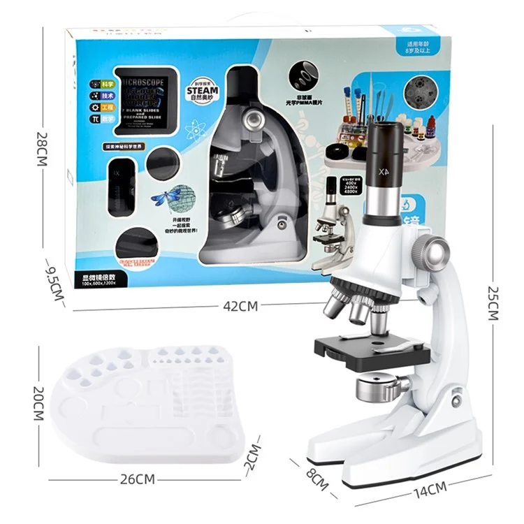 QB2229 Microscópio Infantil Educacional de Ciência 100x / 600x / 1200x Ampliação