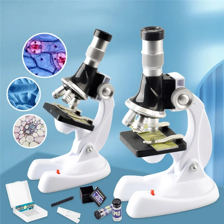 QB3303 1 Set Elementary School Student STEM Microscope 1200X Magnification Tools for Children