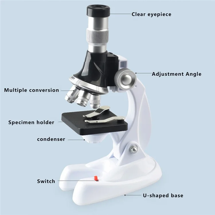 QB3303 1 Set Elementary School Student STEM Microscope 1200X Magnification Tools for Children