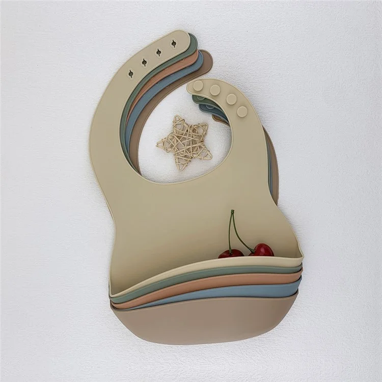Silicone Ultralight Bib for Baby and Toddler, Soft Waterproof Unisex Children Feeding Bib Adjustable Design (BPA-Free, FDA Certification) - Green