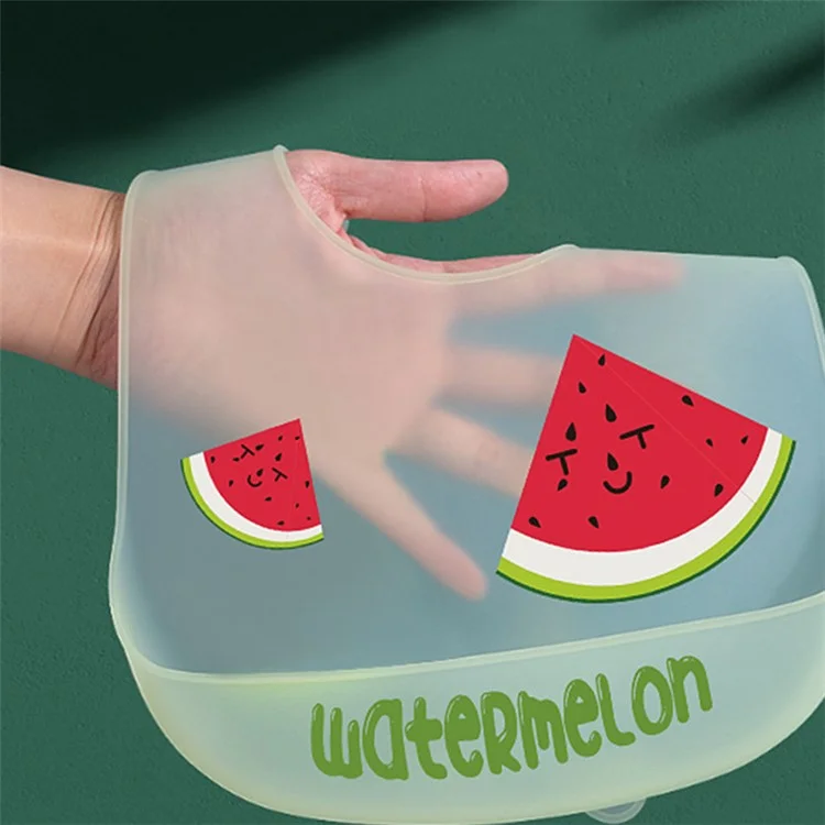 Fruit Pattern Baby Silicone Bib Ultra Slim Waterproof Adjustable Food Crumb Catcher Toddler Bib - Orange