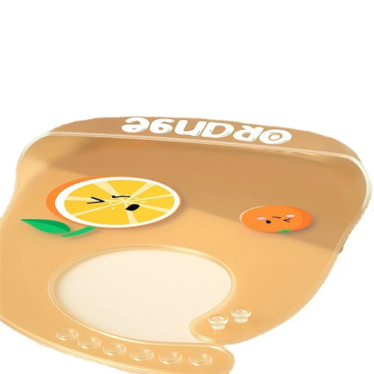 Fruit Pattern Baby Silicone Bib Ultra Slim Waterproof Adjustable Food Crumb Catcher Toddler Bib - Orange