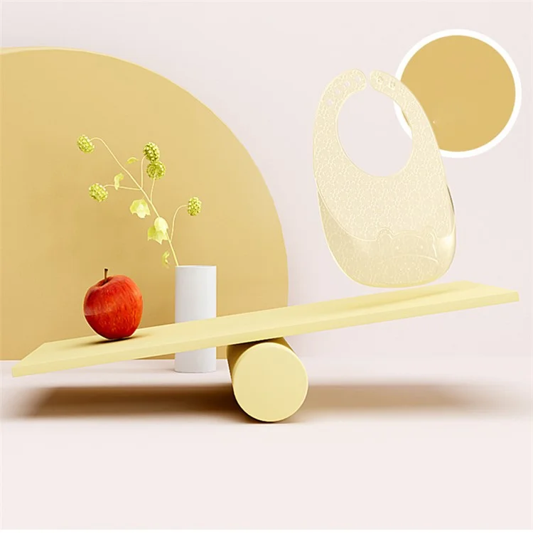 Super Soft Silicone+Nano Silver Baby Bib Food Crumb Catcher Adjustable Toddler Eating Bib with Storage Box ST - Light Yellow