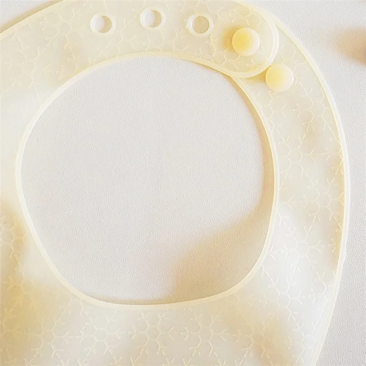 Super Soft Silicone+Nano Silver Baby Bib Food Crumb Catcher Adjustable Toddler Eating Bib with Storage Box ST - Light Yellow
