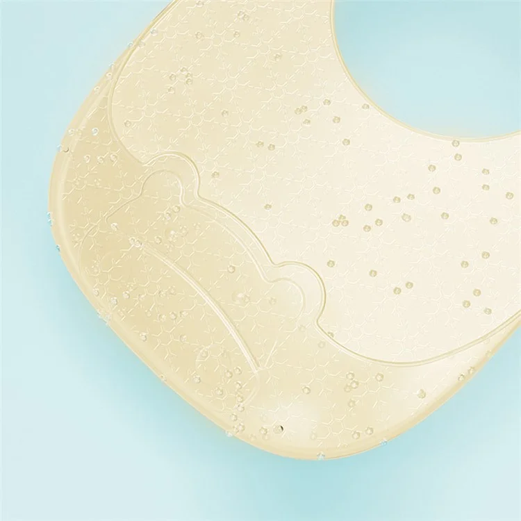 Super Soft Silicone+Nano Silver Baby Bib Food Crumb Catcher Adjustable Toddler Eating Bib with Storage Box ST - Light Yellow