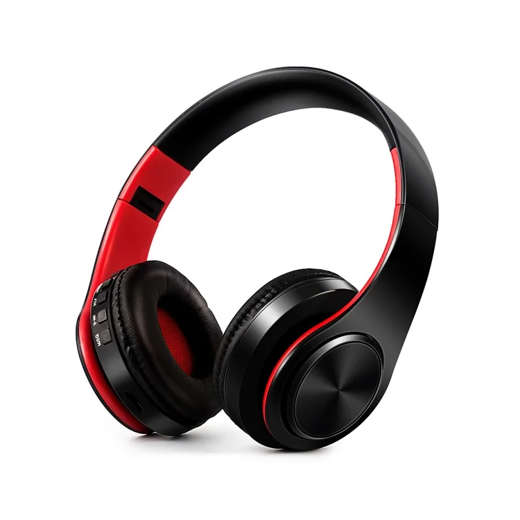 HIFI Estéreo Dobrável Portátil Confortável Bluetooth Wireless Headset - Preto / Vermelho