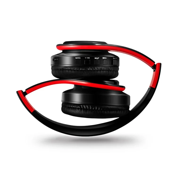 HIFI Estéreo Dobrável Portátil Confortável Bluetooth Wireless Headset - Preto / Vermelho