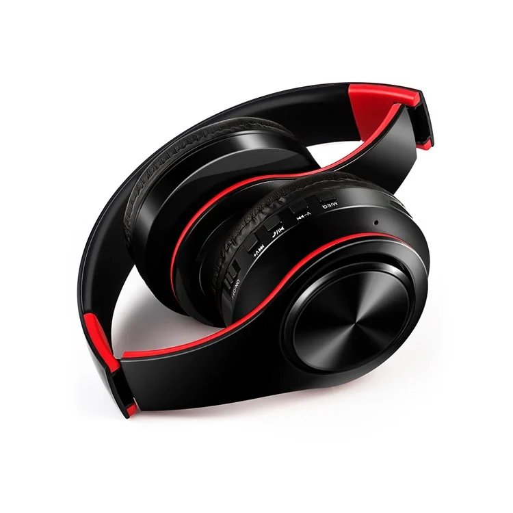 HIFI Estéreo Dobrável Portátil Confortável Bluetooth Wireless Headset - Preto / Vermelho