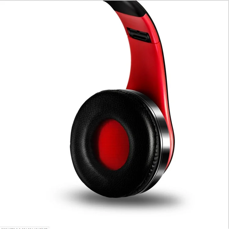 Foldable HIFI Stereo Portable Comfortable Bluetooth-compatible Wireless Stereo Headset - Black / Red