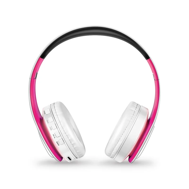 Foldable HIFI Stereo Portable Comfortable Bluetooth-compatible Wireless Stereo Headset with SD Card Slot - White / Rose