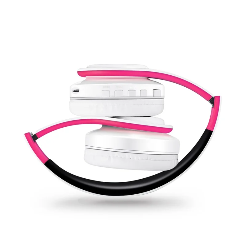 Foldable HIFI Stereo Portable Comfortable Bluetooth-compatible Wireless Stereo Headset with SD Card Slot - White / Rose