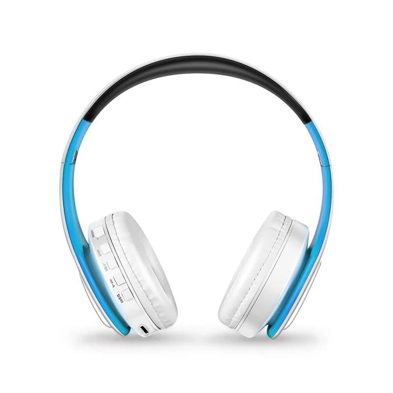 Foldable HIFI Stereo Over-head Portable Comfortable Bluetooth-compatible 4.0 Wireless Stereo Headset - White / Blue
