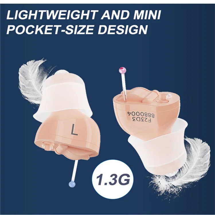 F23D3 Invisible CIC Hearing Amplifier 16 Channels Noise Reduction Wireless Hearing Aid for Elderly Deaf, Single Ear - Left Ear