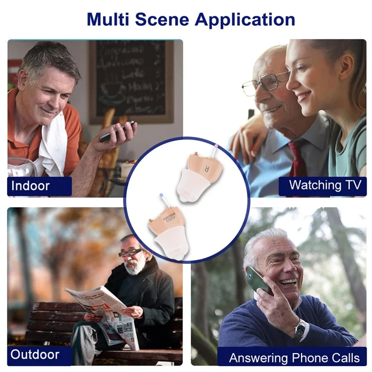 F23D3 Invisible CIC Hearing Amplifier 16 Channels Noise Reduction Wireless Hearing Aid for Elderly Deaf, Single Ear - Left Ear