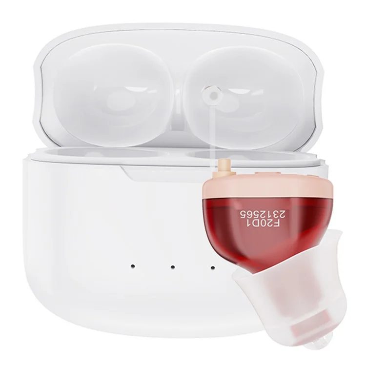 F20D1 Single Ear Invisible In-Ear Digital Hearing Aid 16-Channel Elderly Noise Reduction Hearing Amplifier - Red+Right Ear