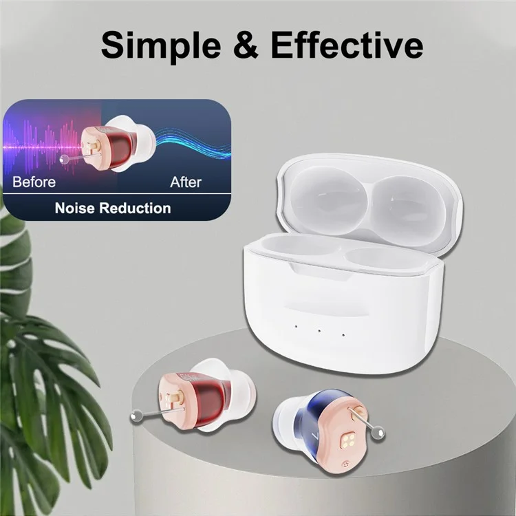 F20D1 Single Ear Invisible In-Ear Digital Hearing Aid 16-Channel Elderly Noise Reduction Hearing Amplifier - Red+Right Ear