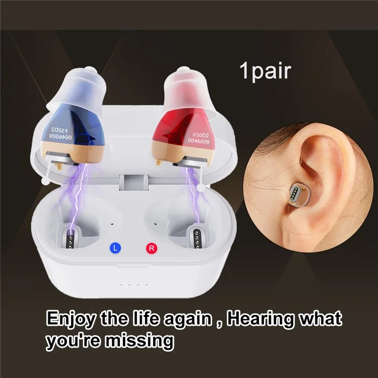 F50D2 Invisible In-Ear Digital Hearing Aid Elderly Noise Reduction Hearing Amplifier (Single Ear) - Red / Right Ear