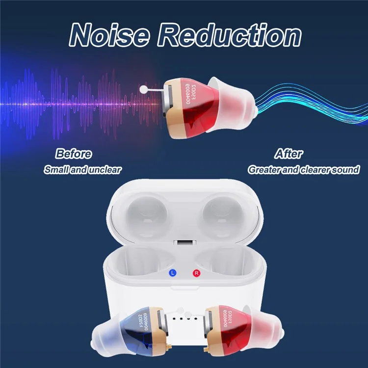 F50D2 Invisible In-Ear Digital Hearing Aid Elderly Noise Reduction Hearing Amplifier (Single Ear) - Red / Right Ear