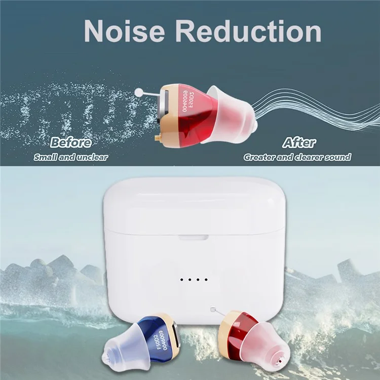 F50D2 Invisible In-Ear Digital Hearing Aid Elderly Noise Reduction Hearing Amplifier (Single Ear) - Red / Right Ear