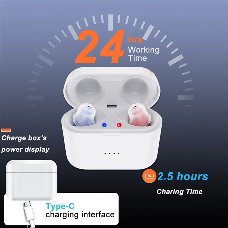 F50D2 Invisible In-Ear Digital Hearing Aid Elderly Noise Reduction Hearing Amplifier (Single Ear) - Red / Right Ear