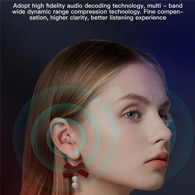 GM-912T Ergonomic CIC Design Hearing Aids with Charging Case LED Digital Display Elderly Seniors Voice Sound Amplifier - Red Blue  /  White Case