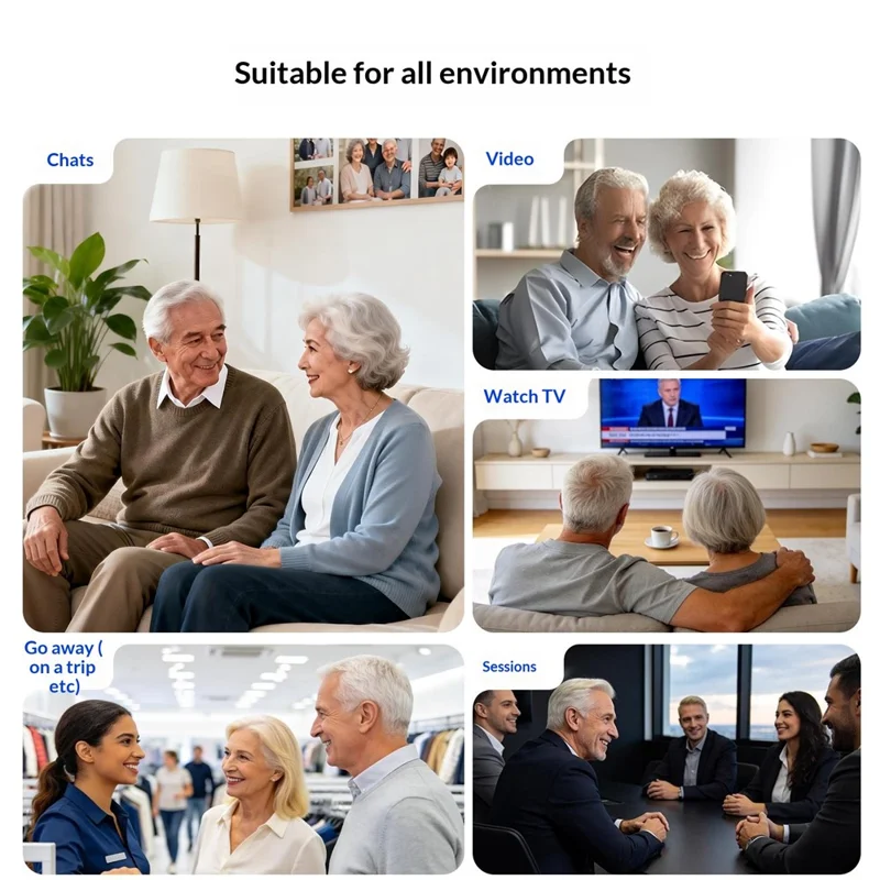 GM-955 Aparelho Auditivo Intra-Auricular Invisível de Alta Potência com Redução Inteligente de Ruído e Amplificador de Voz com Estojo de Carregamento para Idosos - Bege