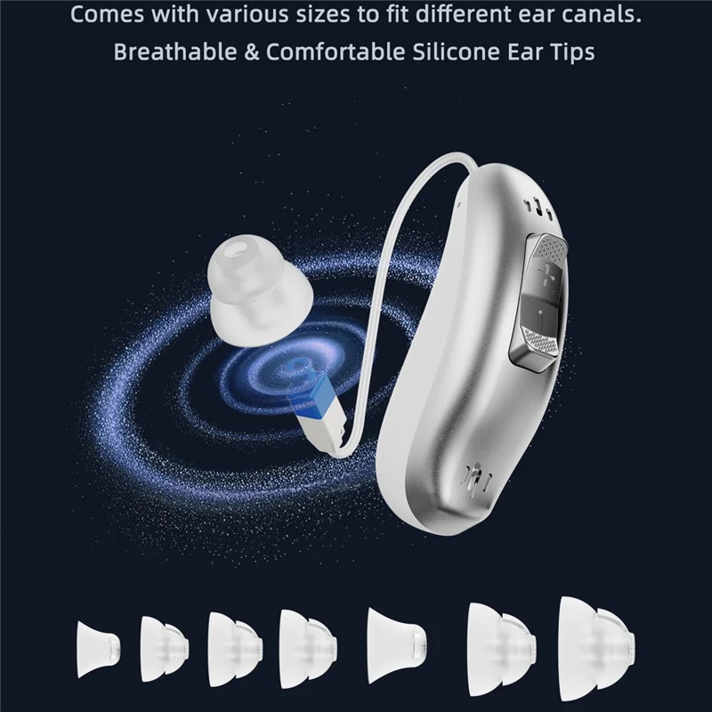 GM-321T 32-Channel Hearing Aid with Digital Display Charging Case RIC Design Noise Cancelling Voice Sound Amplifier for Elderly -White