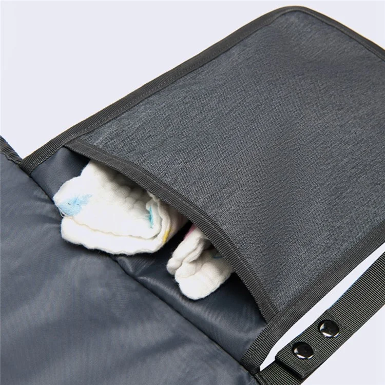 ZS0123 Tappetino pieghevole e portatile per il cambio del pannolino, per esterni, con tasche per il toddler e il neonato - Grigio scuro