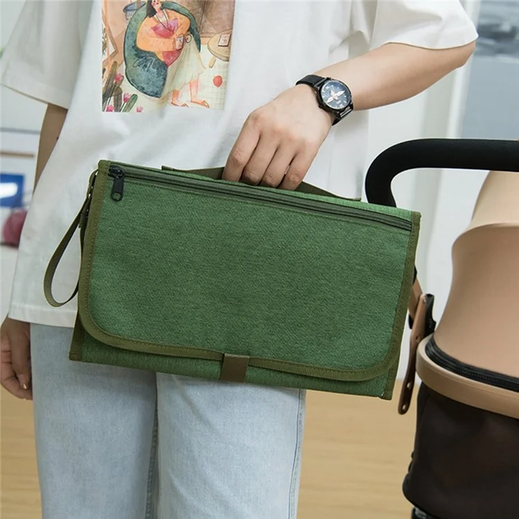 ZS0123 Tappetino pieghevole e portatile per il cambio del pannolino, per esterni, con tasche per il toddler e il neonato - Grigio scuro
