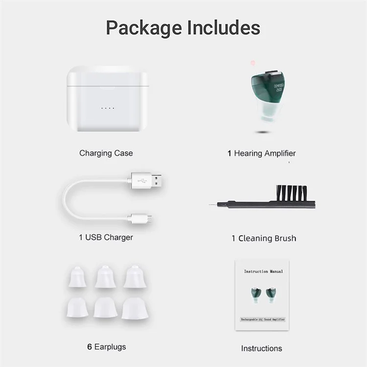 SR02 One Pair Magnetic Charging Hearing Aids Rechargeable Sound Amplifiers Hearing Aid Devices Headsets with Charging Case for Seniors, Adults