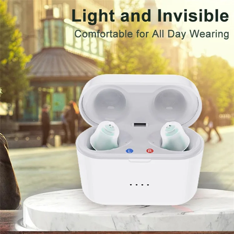 SR02 One Pair Magnetic Charging Hearing Aids Rechargeable Sound Amplifiers Hearing Aid Devices Headsets with Charging Case for Seniors, Adults