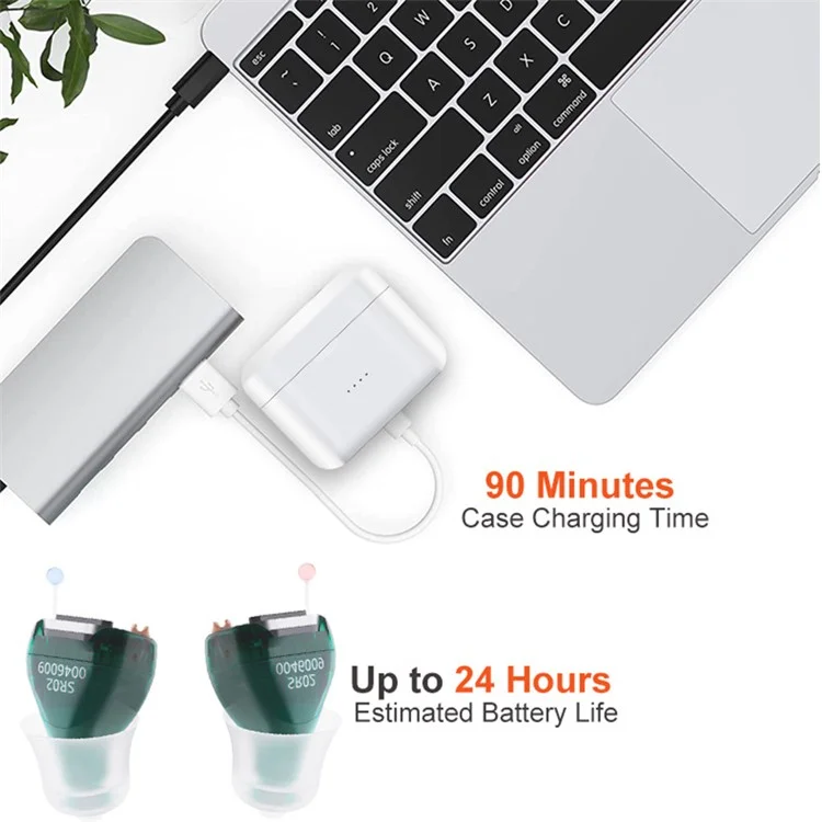 SR02 One Pair Magnetic Charging Hearing Aids Rechargeable Sound Amplifiers Hearing Aid Devices Headsets with Charging Case for Seniors, Adults