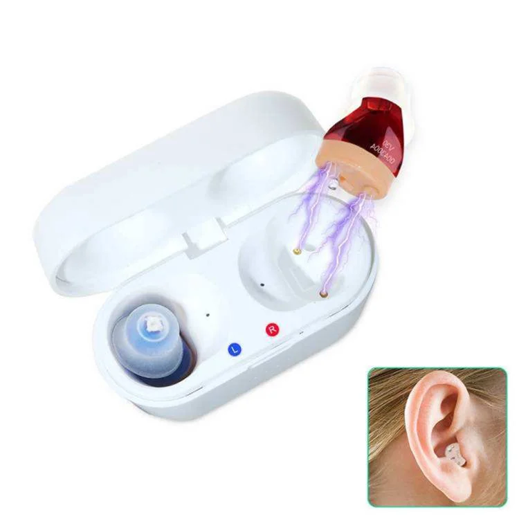 V30 Binaural Rechargeable Hearing Aid Wireless Elderly Voice Amplifier with Charging Case