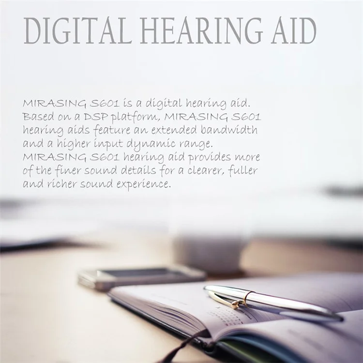 S601 Left Ear Elderly 6-Channel Sound Amplifier Digital Hearing Aid Headset for Elderly, Seniors, Adults - Graphite Grey
